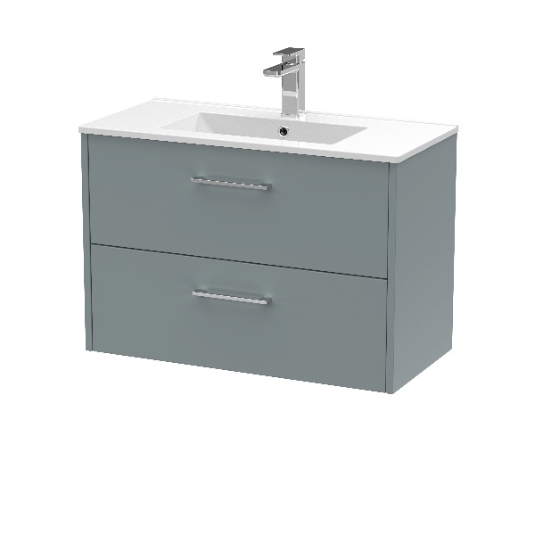 800mm Wall Hung 2 Drawer Vanity & Basin 2