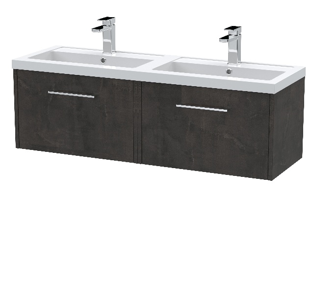 1200mm Wall Hung 2 Drawer Vanity & Double Basin