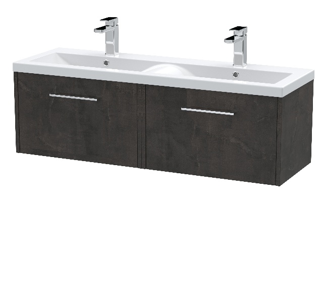 1200mm Wall Hung 2 Drawer Vanity & Double Basin