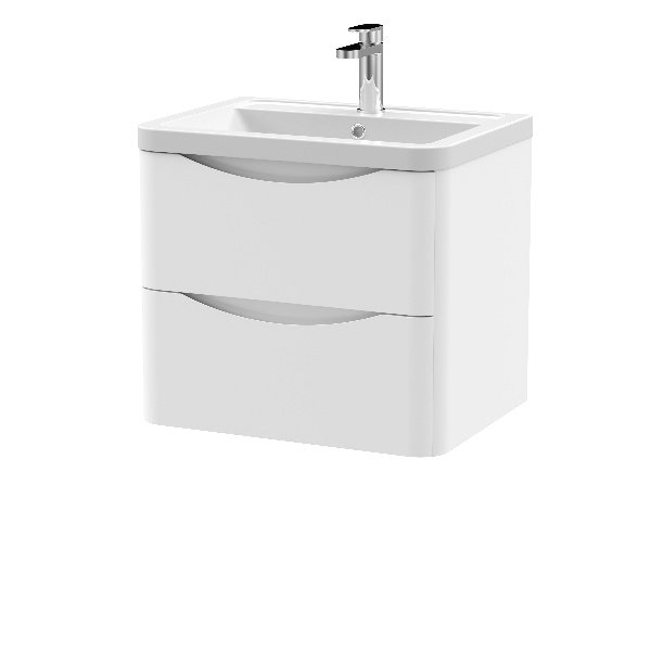 600mm Wall Hung 2 Drawer Vanity & Ceramic Basin