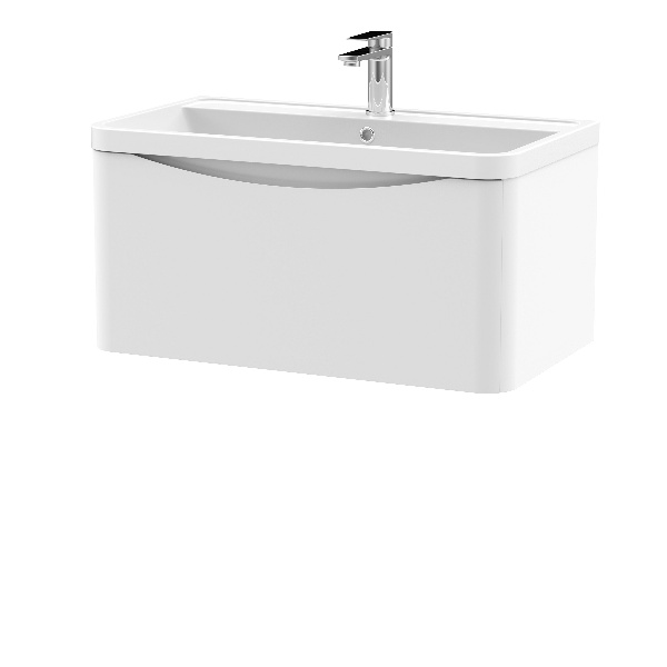 800mm Wall Hung 1 Drawer Vanity & Polymarble Basin