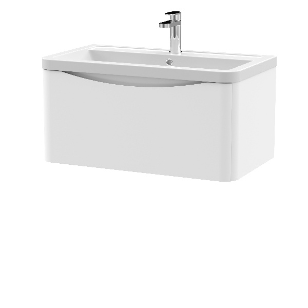 800mm Wall Hung 1 Drawer Vanity & Ceramic Basin