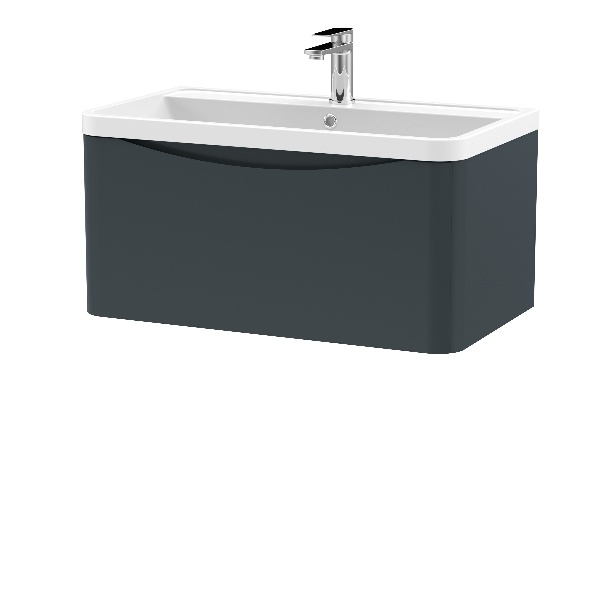 800mm Wall Hung 1 Drawer Vanity & Polymarble Basin