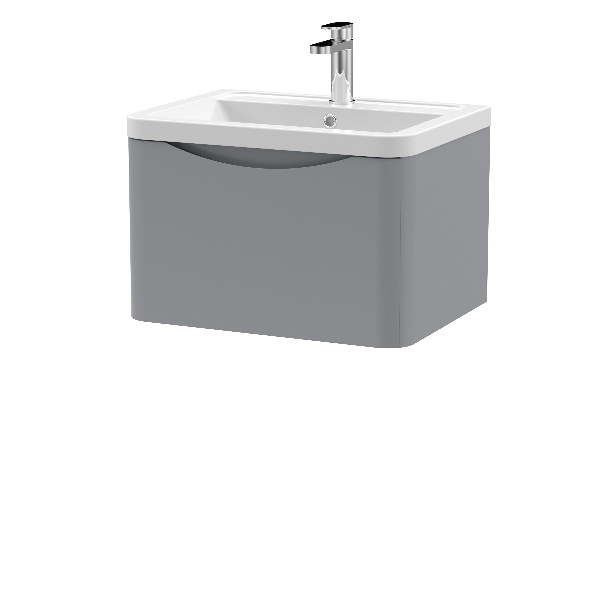 600mm Wall Hung 1 Drawer Vanity & Ceramic Basin