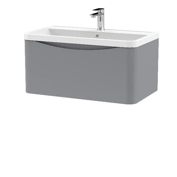 800mm Wall Hung 1 Drawer Vanity & Polymarble Basin