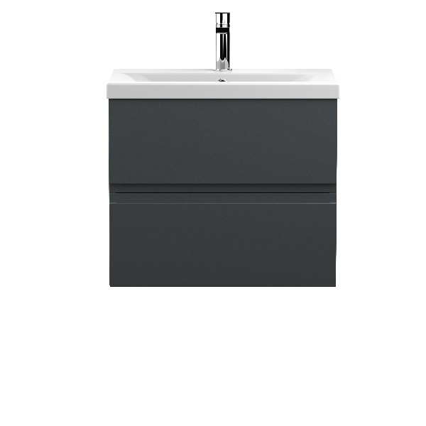 600mm Wall Hung 2 Drawer Vanity & Basin 1