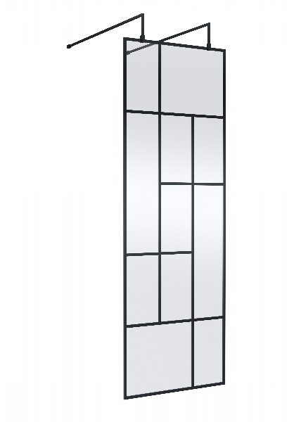 700mm Abstract Frame Wetroom Screen with Support Bars