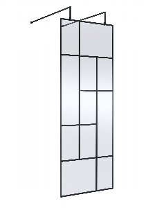 760mm Abstract Frame Wetroom Screen with Support Bars