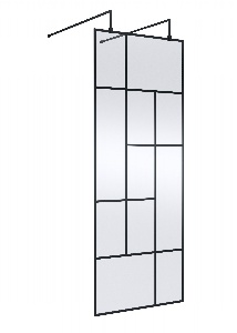 800mm Abstract Frame Wetroom Screen with Support Bars