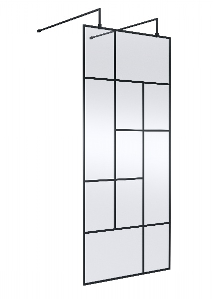 900mm Abstract Frame Wetroom Screen with Support Bars