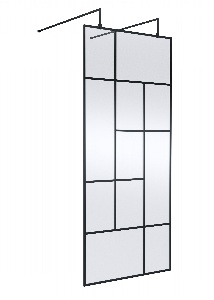 900mm Abstract Frame Wetroom Screen with Support Bars