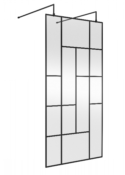 1000mm Abstract Frame Wetroom Screen with Support Bars