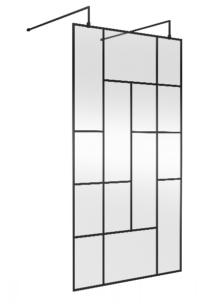 1100mm Abstract Frame Wetroom Screen with Support Bars