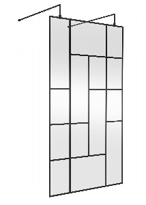 1100mm Abstract Frame Wetroom Screen with Support Bars