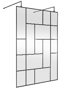 1400mm Abstract Frame Wetroom Screen with Support Bars