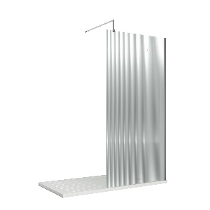 1000mm Fluted Wetroom Screen with Support Bar