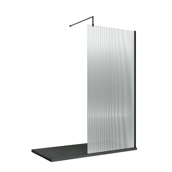 1000mm Fluted Wetroom Screen with Support Bar