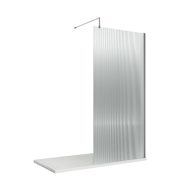 800mm Fluted Wetroom Screen with Support Bar