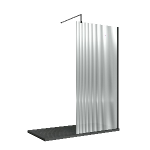 800mm Fluted Wetroom Screen with Support Bar