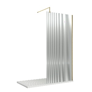 1000mm Fluted Wetroom Screen with Support Bar