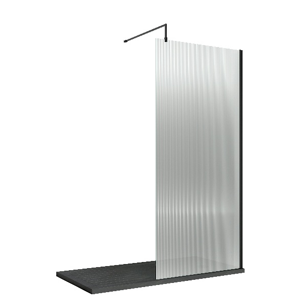 1000mm Fluted Wetroom Screen with Support Bar