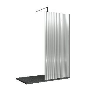 1000mm Fluted Wetroom Screen with Support Bar