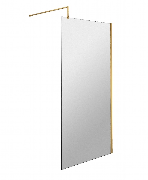 800mm Wetroom Screen With Brass Support Bar