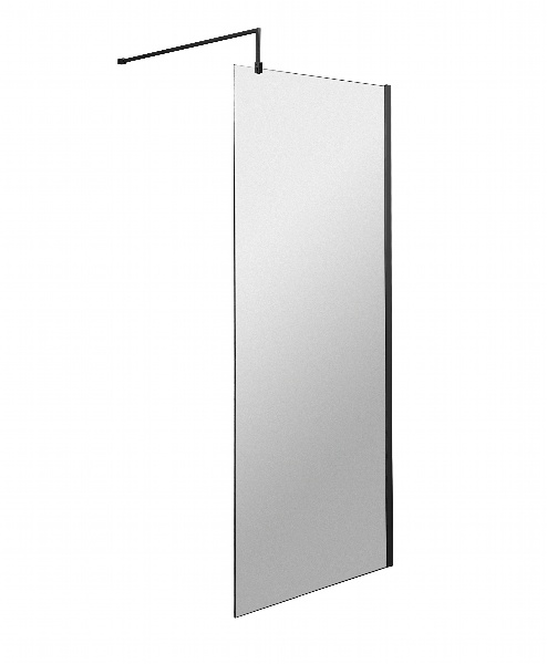 800mm Wetroom Screen With Black Support Bar