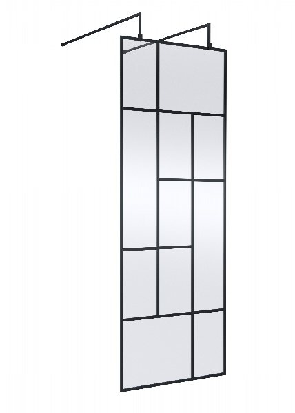 760mm Abstract Frame Wetroom Screen with Support Bars