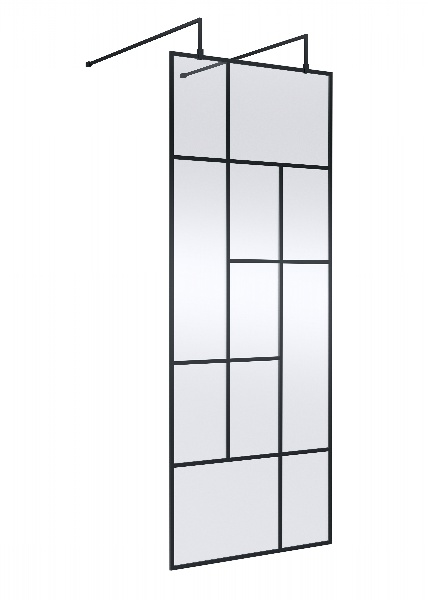 800mm Abstract Frame Wetroom Screen with Support Bars