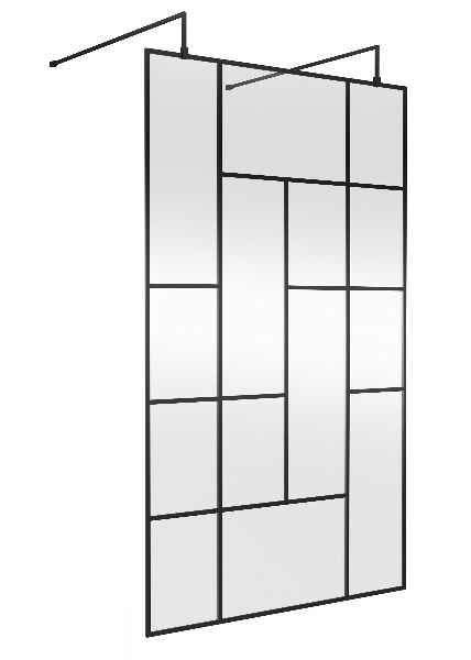 1200mm Abstract Frame Wetroom Screen with Support Bars