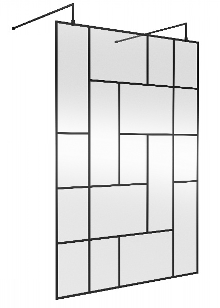 1400mm Abstract Frame Wetroom Screen with Support Bars