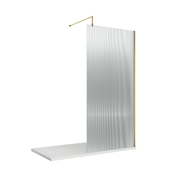 800mm Fluted Wetroom Screen with Support Bar