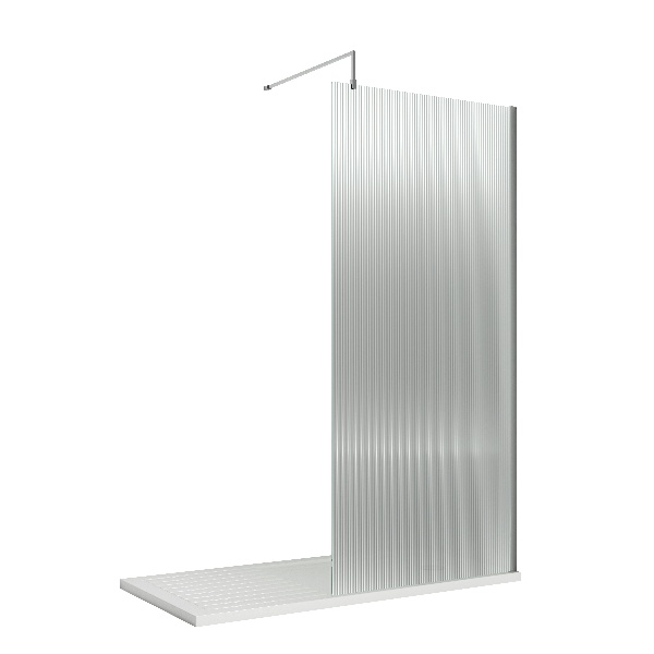 1000mm Fluted Wetroom Screen with Support Bar