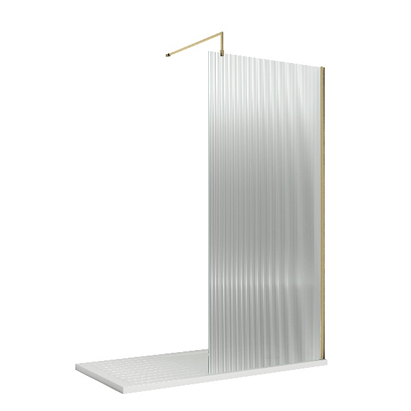 900mm Fluted Wetroom Screen with Support Bar