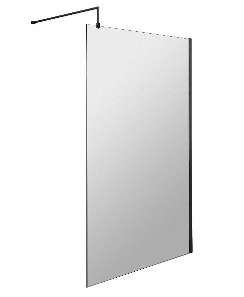 1200mm Wetroom Screen With Black Support Bar