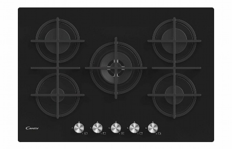 Candy CVG74WPB 75cm Gas Hob - Black Glass