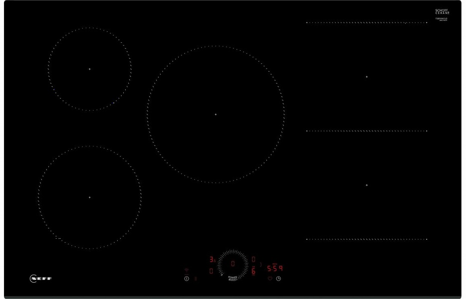 Neff N70 T58FHW1L0 80cm Induction Hob - Black Glass