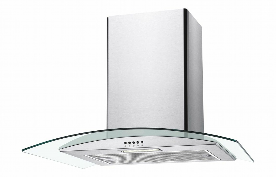 Unbranded CGM70NX 70cm Curved Glass Chimney Hood - St/Steel & Glass