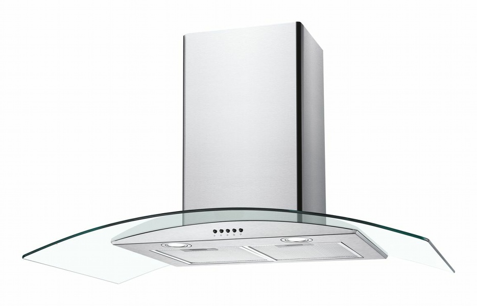 Unbranded CGM90NX/1 90cm Curved Glass Chimney Hood - St/Steel & Glass