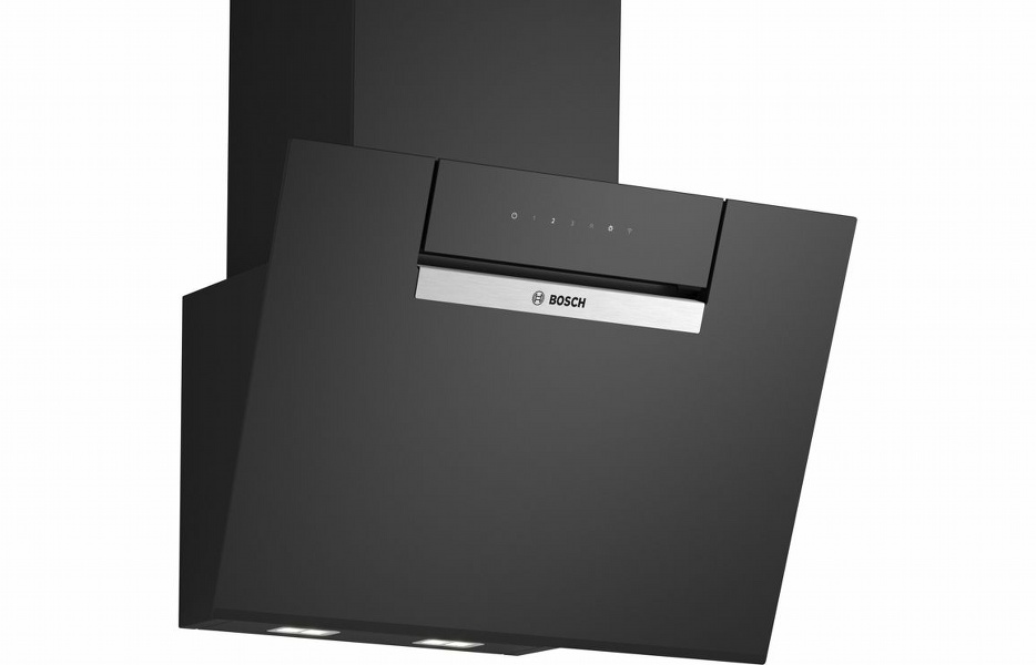 Bosch Series 4 DWK67FN60B 60cm Angled Chimney Hood - Black Glass