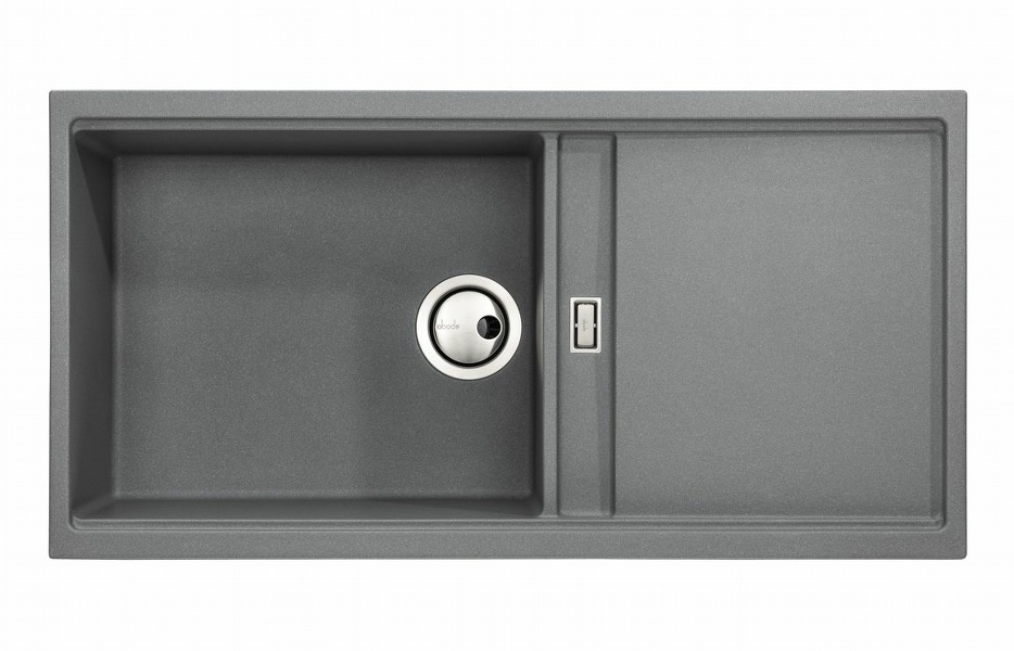 Abode Syncronist Large 1.25B & Drainer Inset/Undermount Sink - Metallic Grey