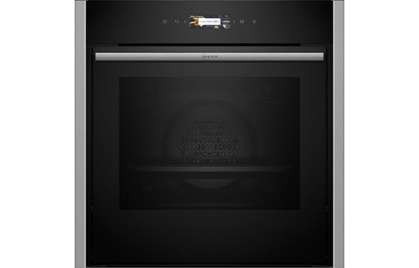 Neff N70 B54CR71N0B B/I Single Slide&Hide Pyrolytic Oven - Black w/Steel Trim