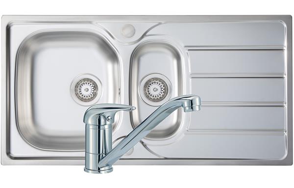 Prima 1.5B 965x500mm St/Steel Sink & Single Lever Tap Pack