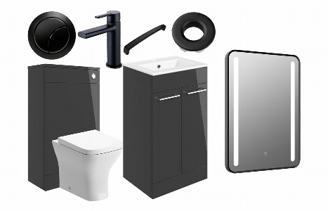 Sabanto 510mm F/S Furniture Pack - Anthracite Gloss w/Black Finishes