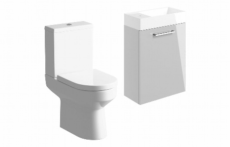 Sabanto 410mm W/H Basin Unit & C/C Toilet Pack - Grey Gloss