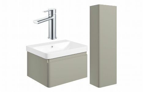 Sky 600mm Basin Unit & Tall Unit Pack - Matt Latte w/Chrome Finishes