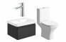 Sky 600mm Basin Unit & Close Coupled WC Pack - Matt Black w/Chrome Finishes