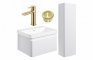 Sky 600mm Basin Unit & Tall Unit Pack - Matt White w/Brushed Brass Finishes