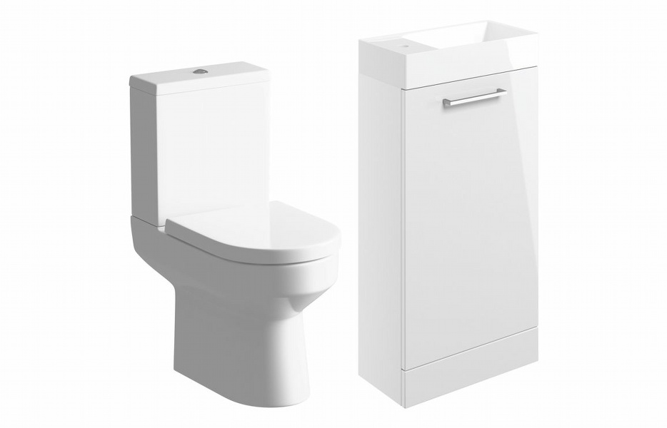 Sabanto 410mm F/S Basin Unit & C/C Toilet Pack - White Gloss